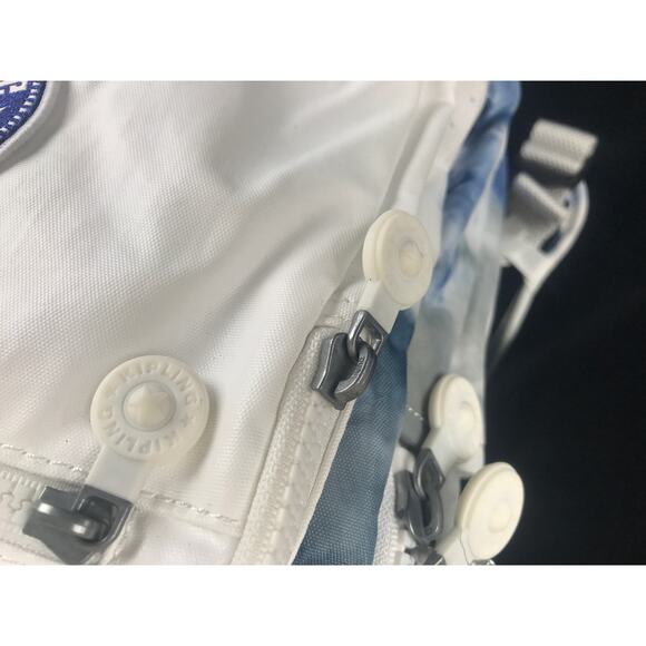 Kipling Tie Dye Pattern Backpack school book bag Blue/White/Gray New - Picture 6 of 12